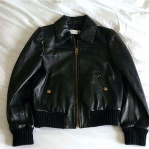 Coach Women's Black Leather Bomber Jacket